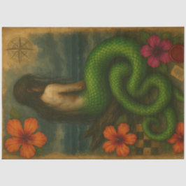 Nautikal-verzauberte Viper-Schwanz-Siren Seidenpapier