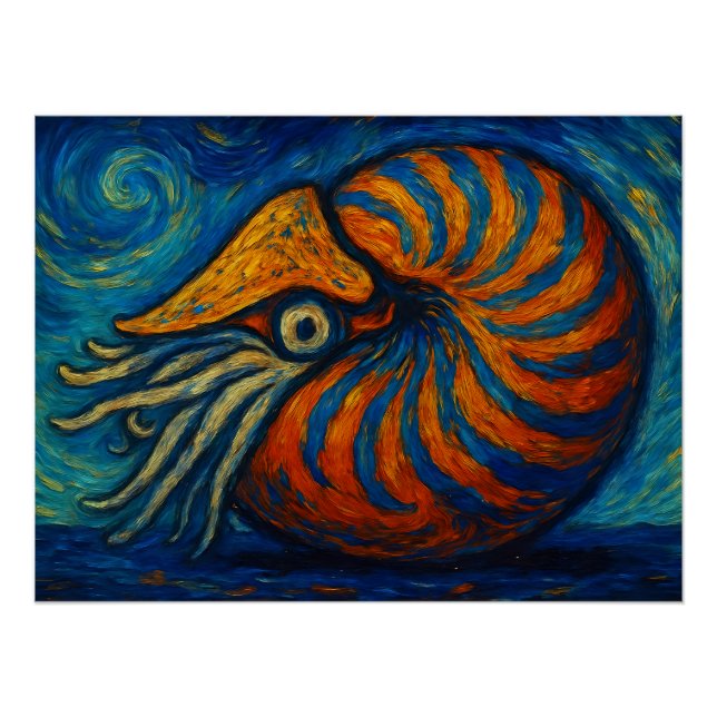 Nautilus im van Gogh Stil Poster (Vorderseite)