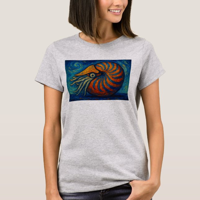 Nautilus im van Gogh Stil T-Shirt (Vorderseite)