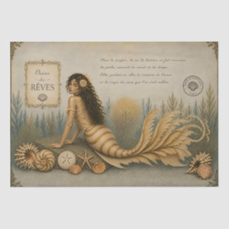 Nautilus Meerjungfrau Decoupage Vintage Küstenstra Seidenpapier
