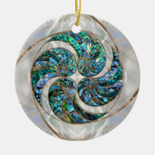 Nautilus Muschel - Abalone und Pearl Keramik Ornament