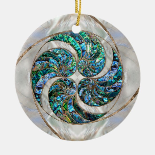 Nautilus Muschel - Abalone und Pearl Keramik Ornament (Vorne)