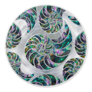 Nautilus Muschel Abalone und Pearl Keramikknauf