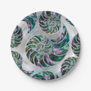 Nautilus Muschel Abalone und Pearl Pappteller
