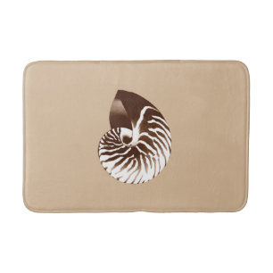 Nautilus-Muschel - Braun, Weiß und Beige Badematte