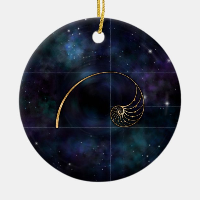 Nautilus-Muschel - Heilige Geometrie Keramik Ornament (Vorne)