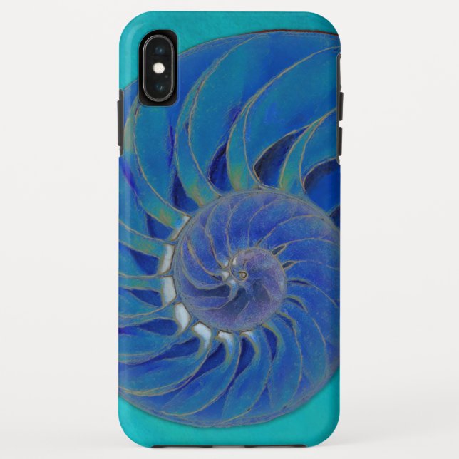 Nautilus-Muschel im Blau Case-Mate iPhone Hülle (Rückseite)