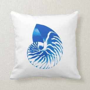 Nautilus-Muschel - Kobaltblau und -WEISS Kissen