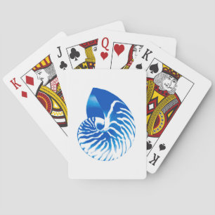 Nautilus-Muschel - Kobaltblau und weiß Spielkarten