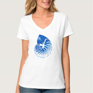 Nautilus-Muschel - Kobaltblau und weiß T-Shirt