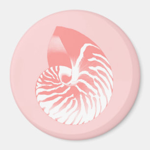 Nautilus-Muschel - Korallenrosa und Weiß Magnet
