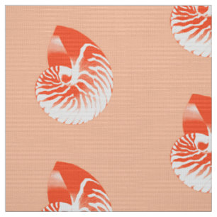 Nautilus-Muschel - korallenrotes Orange und weiß Stoff