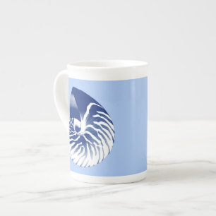 Nautilus Muschel - Marine, weiß & hellblau Prozellantasse