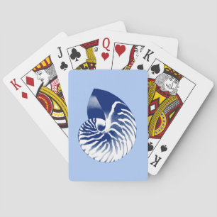 Nautilus Muschel - Marine, weiß & hellblau Spielkarten