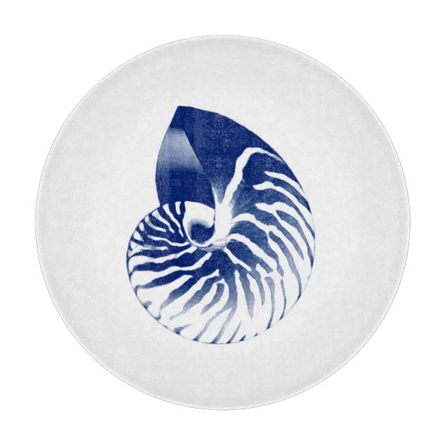 Nautilus-Muschel - Marineblau und -WEISS Schneidebrett (Vorderseite)