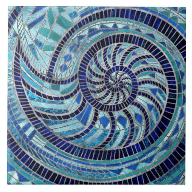 Nautilus-Muschel-Mosaikkunst Fliese (Vorderseite)