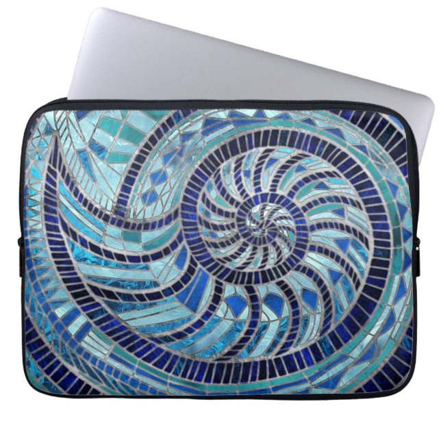 Nautilus-Muschel-Mosaikkunst Laptopschutzhülle (Vorderseite)