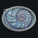 Nautilus-Muschel-Mosaikkunst Ovale Gürtelschnalle<br><div class="desc">Nautilus-Muschel-Mosaikkunst</div>