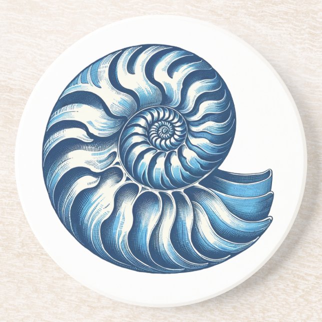 Nautilus Muschel Nautischer Untersetzer (Vorne)