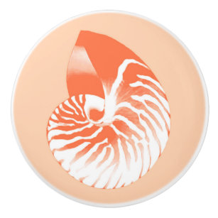 Nautilus-Muschel - orange und weiß Keramikknauf