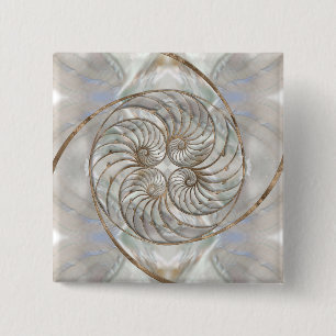 Nautilus-Muschel - Perlmutter und Goldmedaille Button