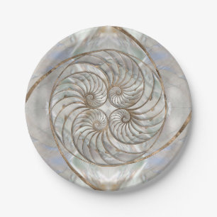 Nautilus-Muschel - Perlmutter und Goldmedaille Pappteller