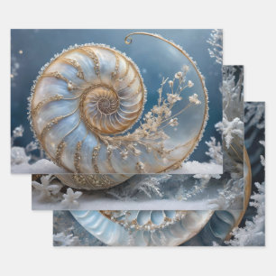 Nautilus Muschel Print Geschenkpapier Set