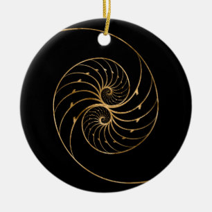 Nautilus-Muscheln - Goldenes Paar Keramik Ornament