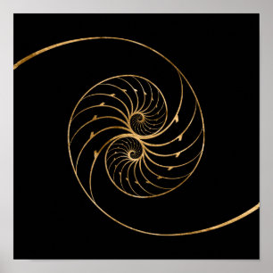 Nautilus-Muscheln - Goldenes Paar Poster