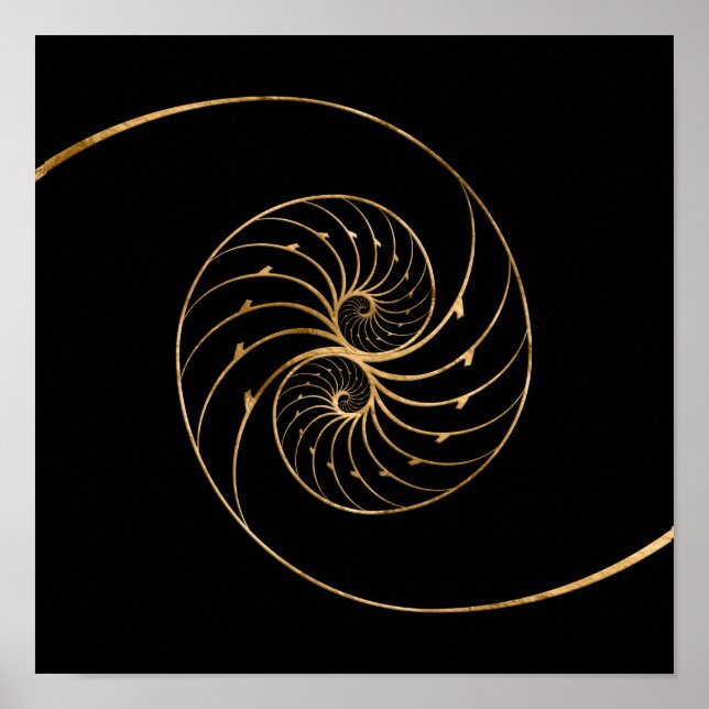 Nautilus-Muscheln - Goldenes Paar Poster (Vorne)