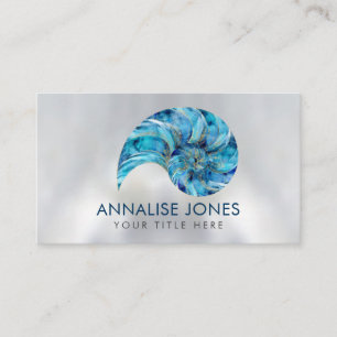 Nautilus-Schale Blaue Aquarellfarbe Visitenkarte