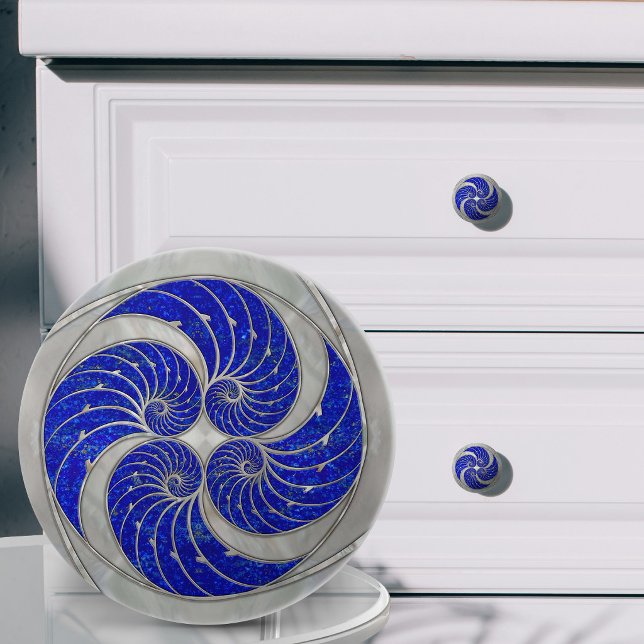 Nautilus-Schale Lapis Lazuli und Perlmutt Keramikknauf (Von Creator hochgeladen)