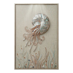 Nautilus-Schalen-Ozean-Wandkunst Poster