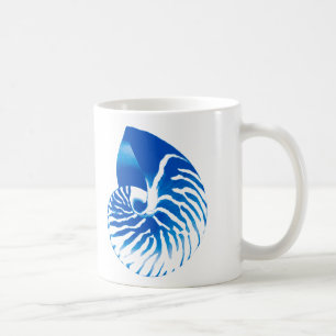 Nautilus-Schnecke - kobaltblau und weiß Tasse