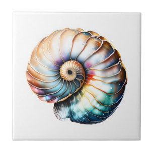 Nautilus seashell iridescent 3D Strand nautische Fliese