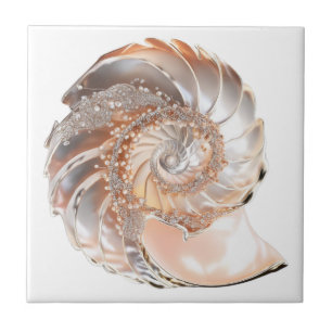 Nautilus seashell peach 3D Strand nautische Fliese