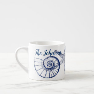 Nautilus Seashell & Starfish Marine Life Custom Espressotasse