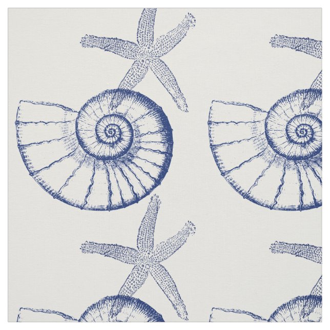 Nautilus Seashell & Starfish Marine Life Custom Fa Stoff (Muster)