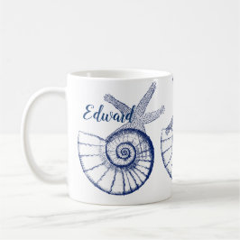 Nautilus Seashell & Starfish Meereslebewesen Kaffeetasse