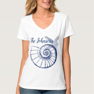 Nautilus Seashell & Starfish Meereslebewesen T-Shirt