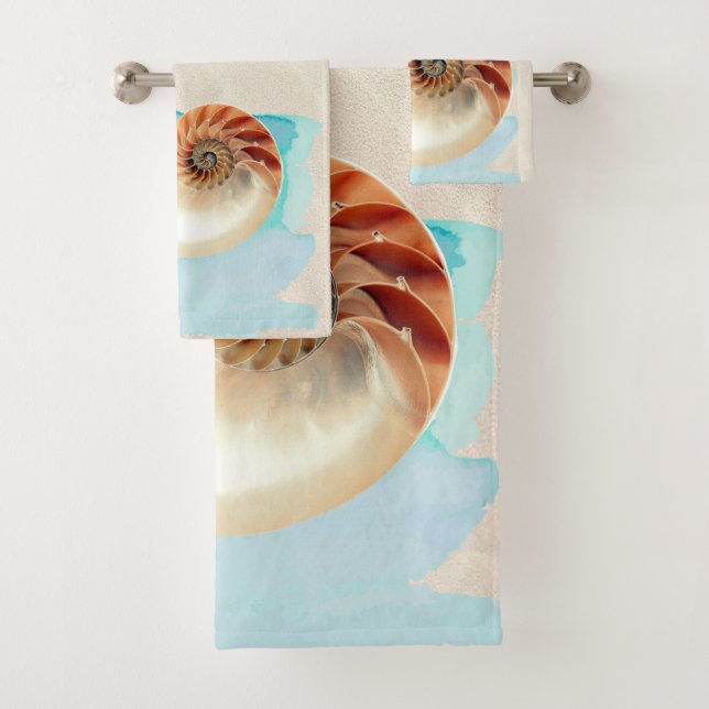 Nautilus Seashell und Sand Badhandtuch Set (Insitu)