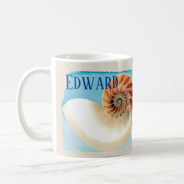 Nautilus Seashell und Sand Kaffeetasse (Links)