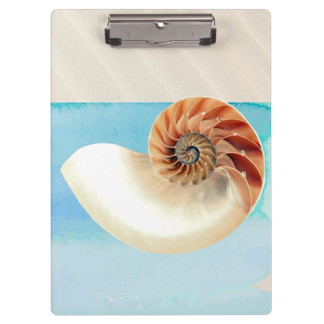 Nautilus Seashell und Sand Klemmbrett (Vorderseite)