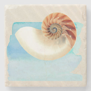 Nautilus Seashell und Sand Steinuntersetzer