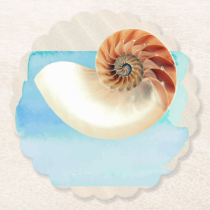 Nautilus Seashell und Sand Untersetzer