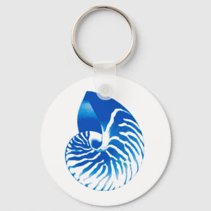Nautilus shell - cobalt blue and white schlüsselanhänger