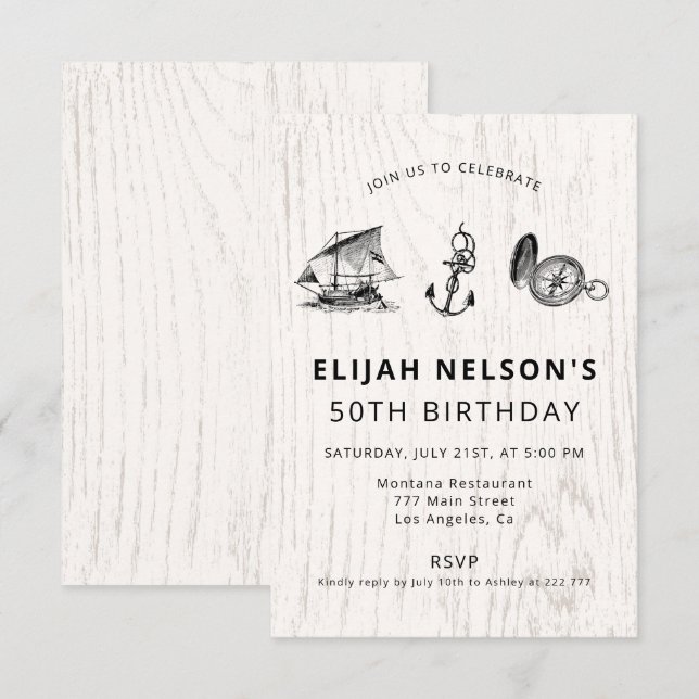 Nautilus Symbols Geburtstag Einladung (Vorne/Hinten)