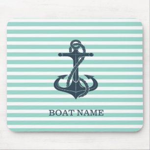 Nautisch,Anker,Mintgrüne Streifen Mousepad