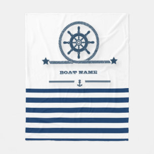 Nautisch, Anker, Seil Navyblaue Streifen Fleecedecke