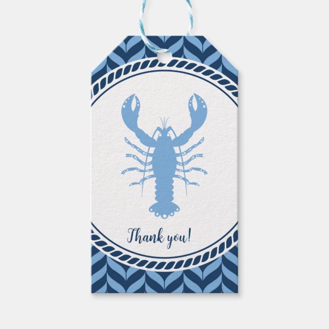 Nautisch Blau Hummer Küste  Geschenkanhänger (Vorderseite)